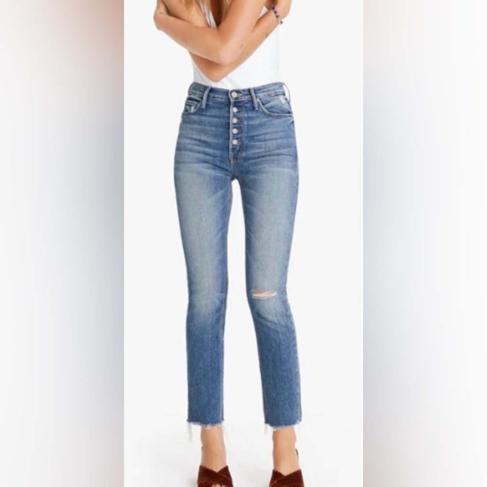MOTHER Pixie Dazzler Ankle Fray in Popism, Size 31